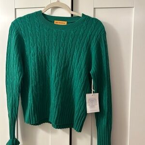 GUEST IN RESIDENCE Green Cable Knit Sweater